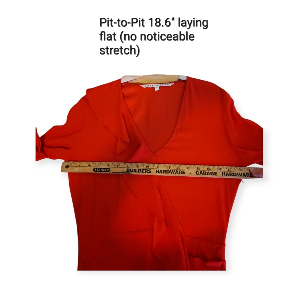 Veronica Beard Odessa Red Ruffle Ruched Long Sleeve Cocktail Mini Dress Size 4 - Picture 8 of 14